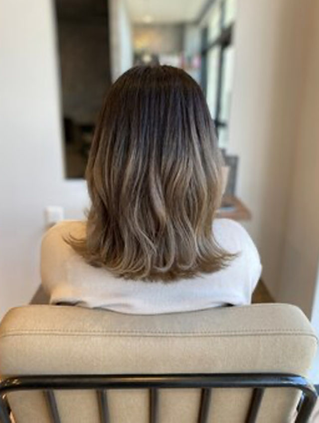 ブリーチ毛のお客様カラー